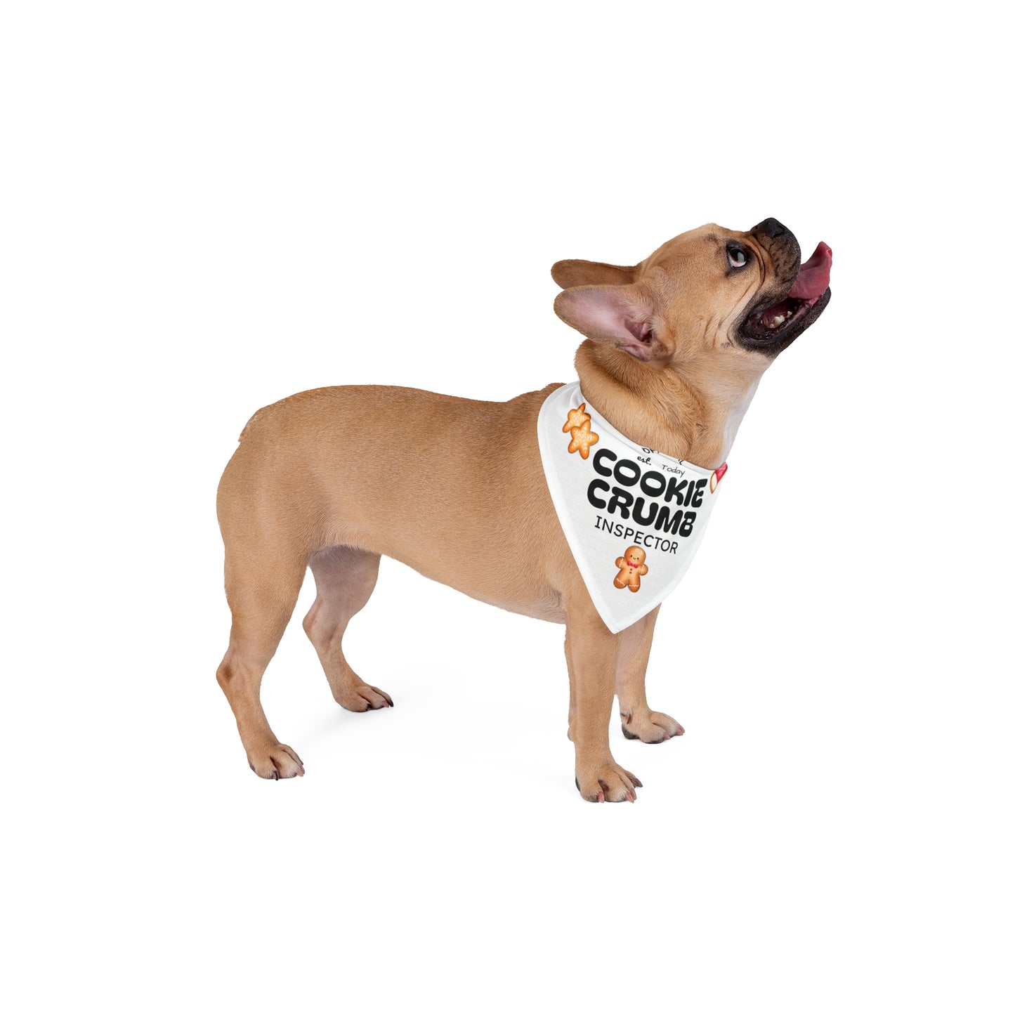 Cookie Crumb Pet Bandana — Cute Gingerbread Treats Dog Scarf ("Official Cookie Crumb Inspector")