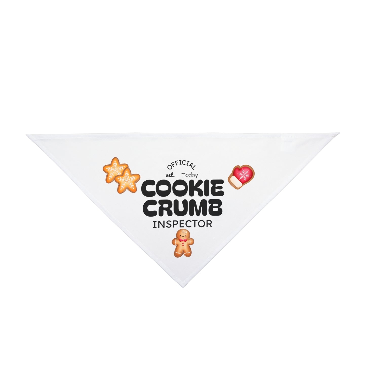 Cookie Crumb Pet Bandana — Cute Gingerbread Treats Dog Scarf ("Official Cookie Crumb Inspector")