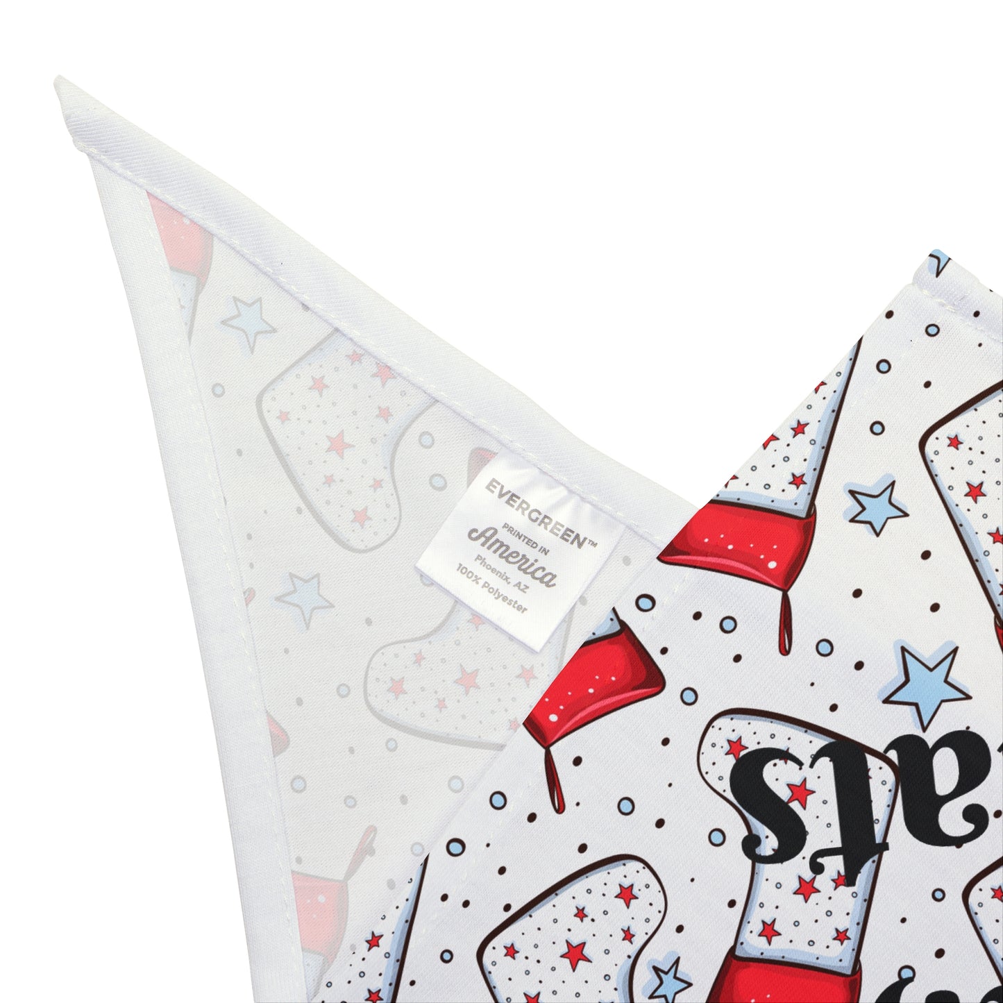 Pet Bandana — “Here for the Treats” Christmas Stocking Print Dog Bandana