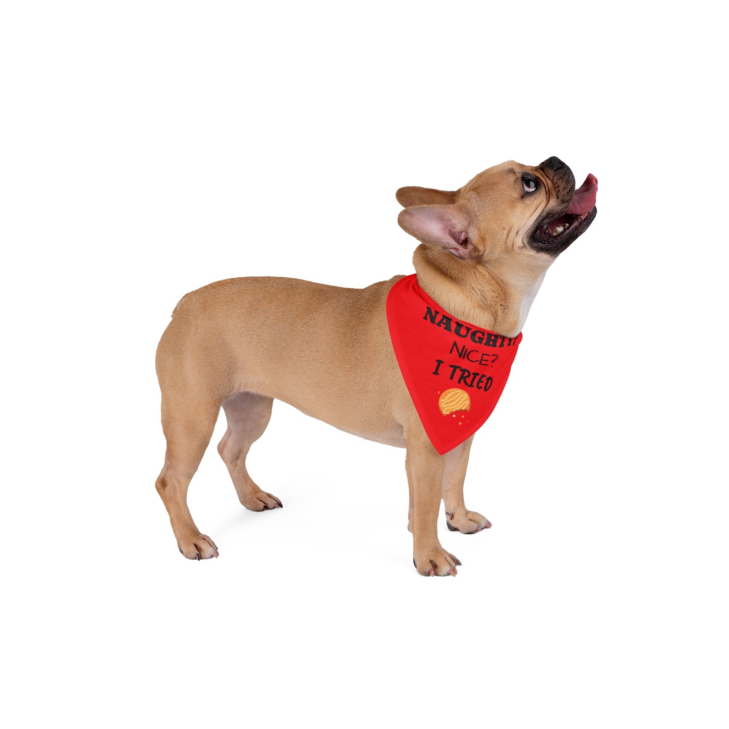 Naughty? Nice? I Tried Pet Bandana - Funny Holiday Dog Bandana with Cookie Graphic