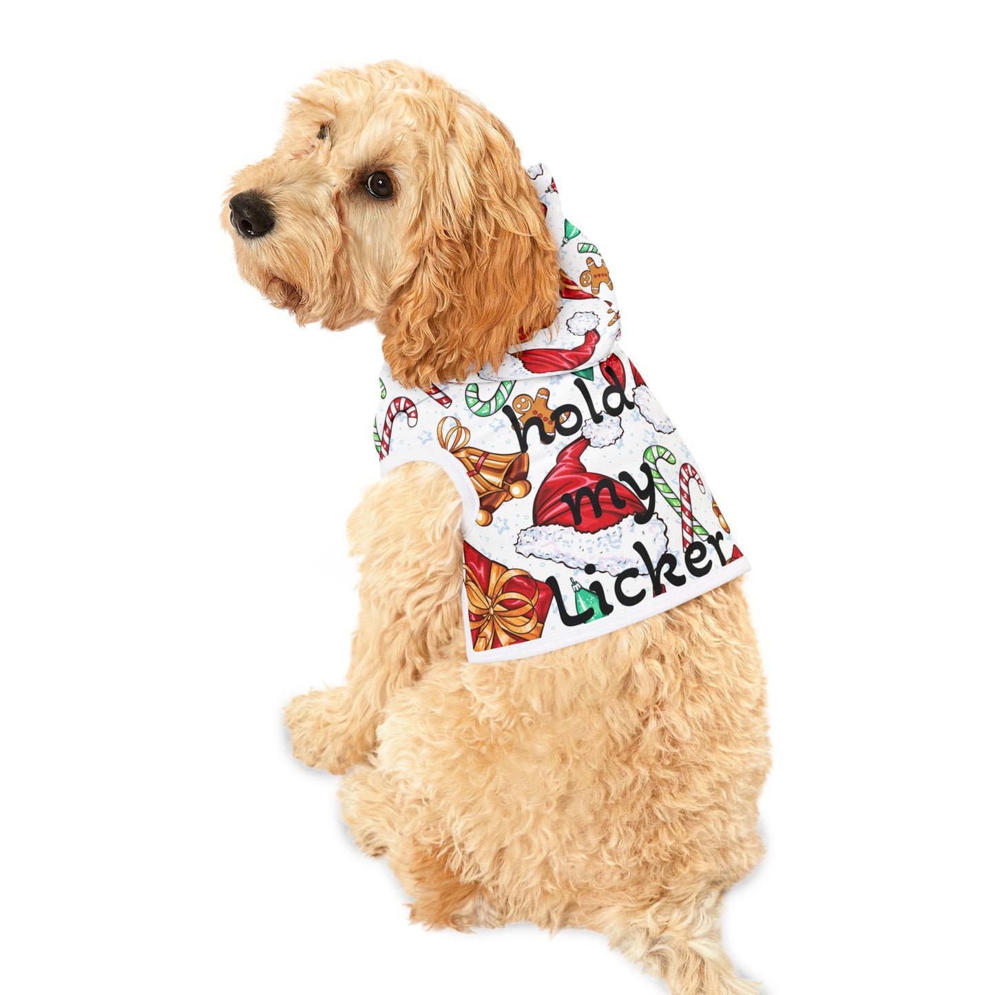 Christmas Pet Hoodie — Festive Candy Cane, Gingerbread & Santa Hat Design